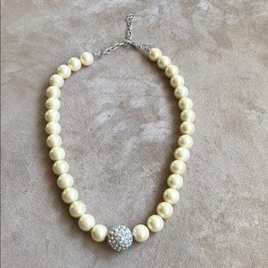 Faux Pearl and Diamond Necklace